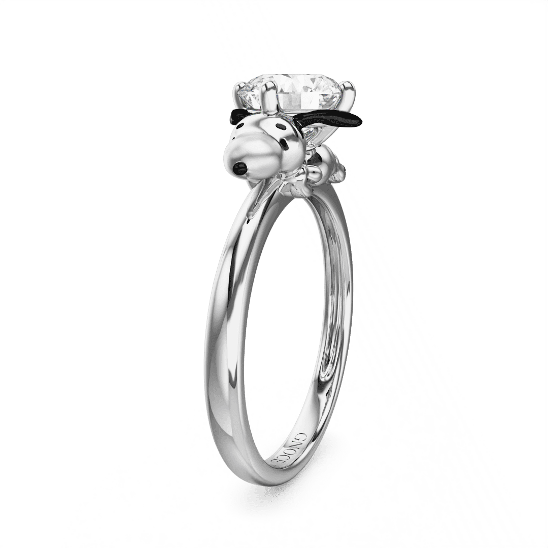 Gnoce Peanuts lovingly Snoopy Embraces Moissanite Round Cut Ring_4