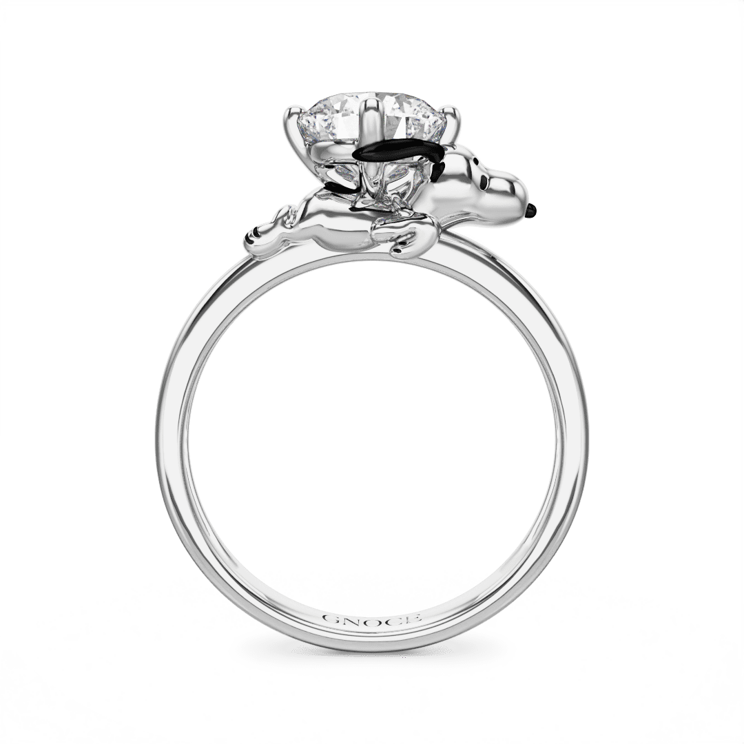 Gnoce Peanuts lovingly Snoopy Embraces Moissanite Round Cut Ring_5