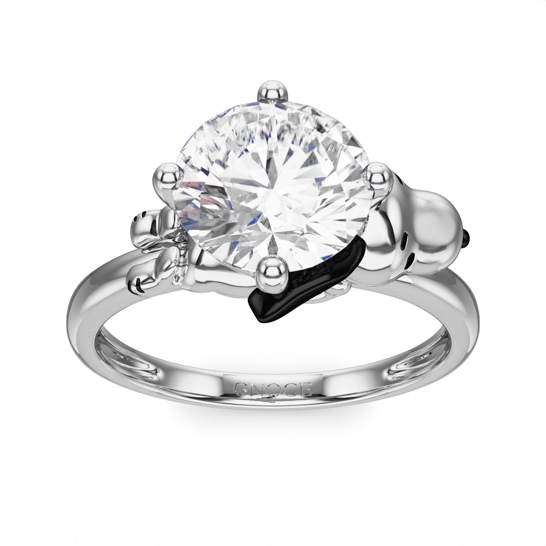 Gnoce Peanuts lovingly Snoopy Embraces Moissanite Round Cut Ring_2