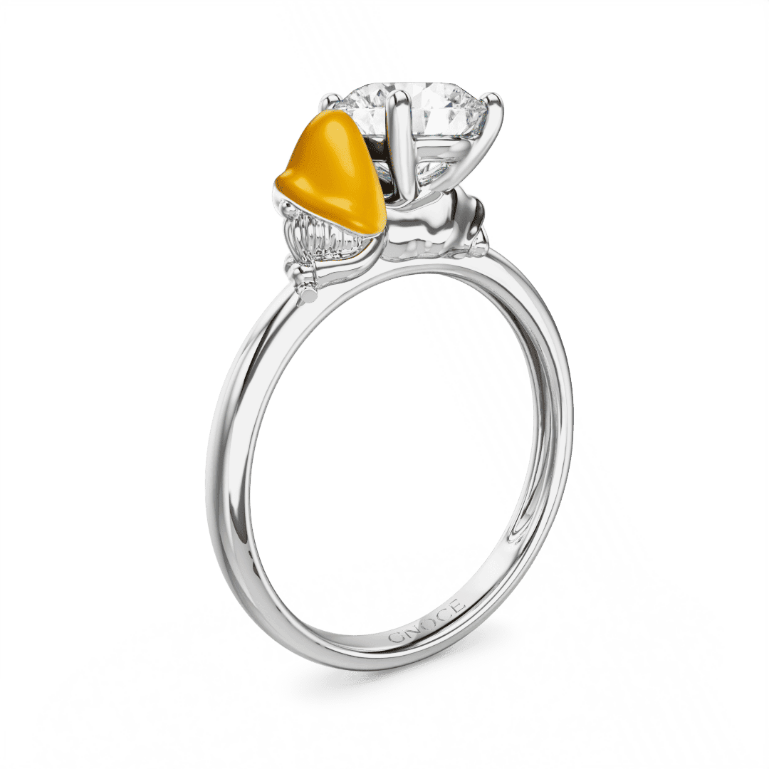 Gnoce Daisy Fairy Embraces Moissanite Round Cut Ring_1
