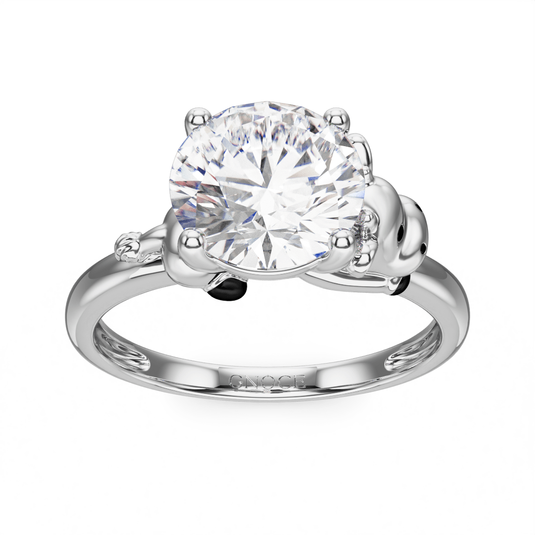 Gnoce Dairy Cow Embraces Moissanite Round Cut Ring_2