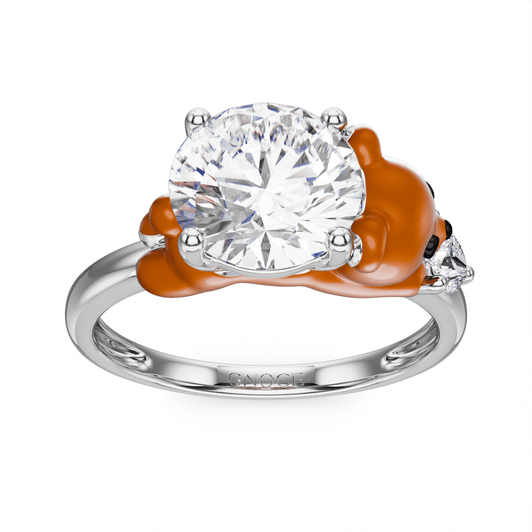 Gnoce Bear Embraces Moissanite Round Cut Ring_2