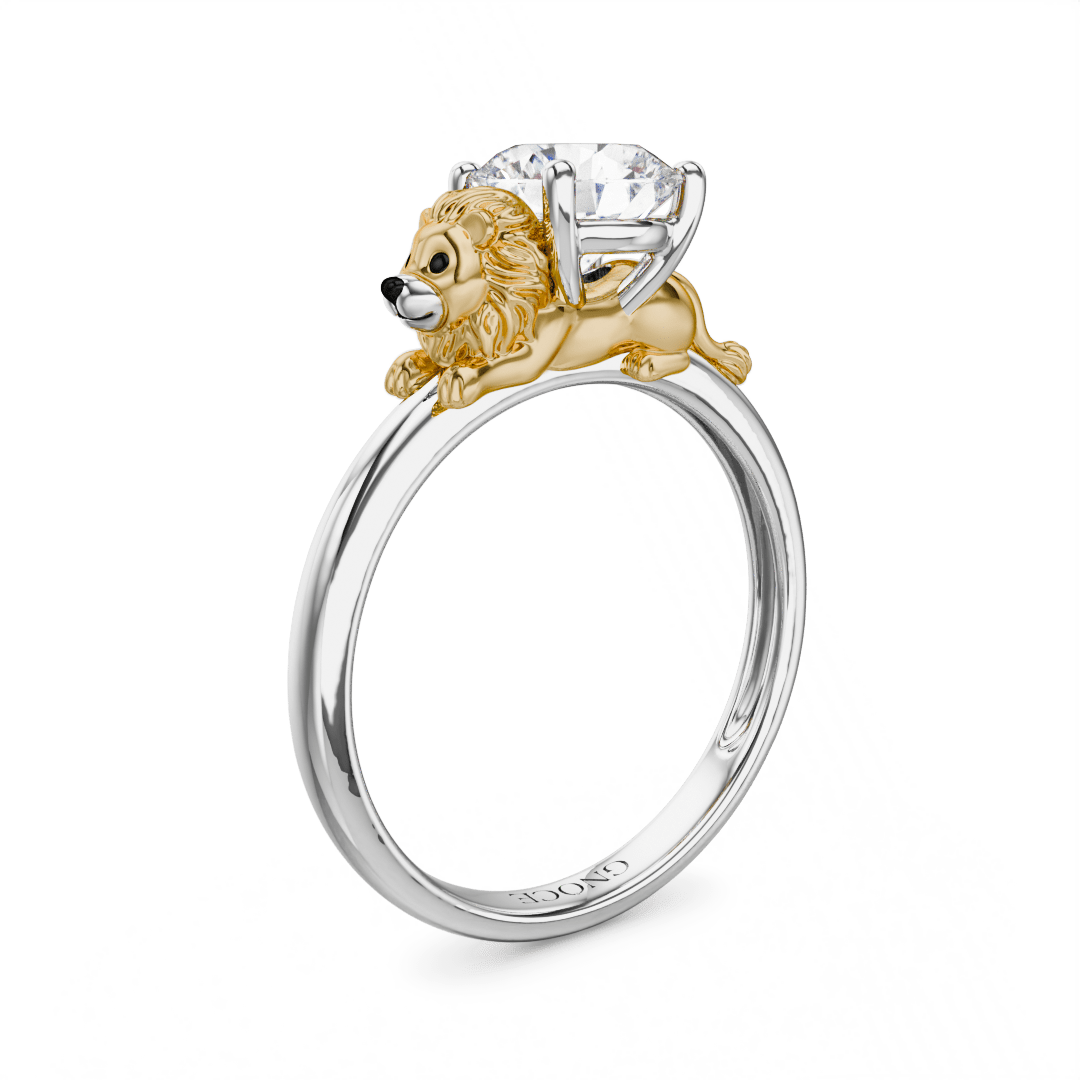 Gnoce Lion Embraces Moissanite Round Cut Ring_1