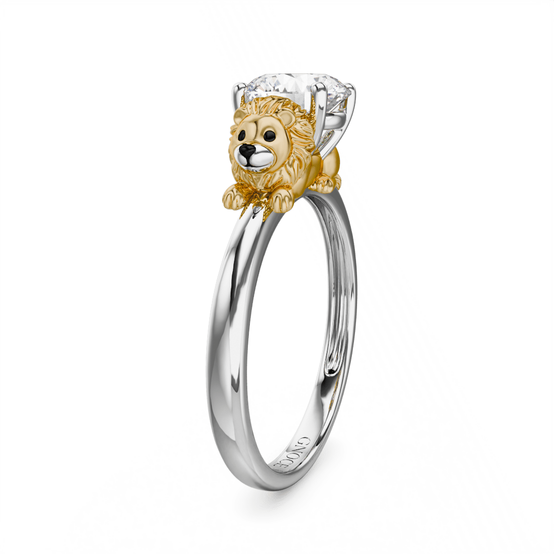 Gnoce Lion Embraces Moissanite Round Cut Ring_4