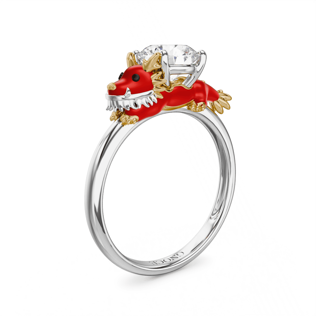 Gnoce Dragon Embraces Moissanite Round Cut Ring_1