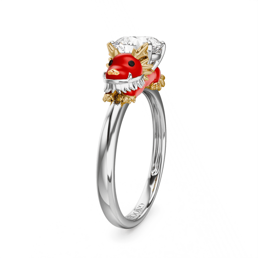 Gnoce Dragon Embraces Moissanite Round Cut Ring_4