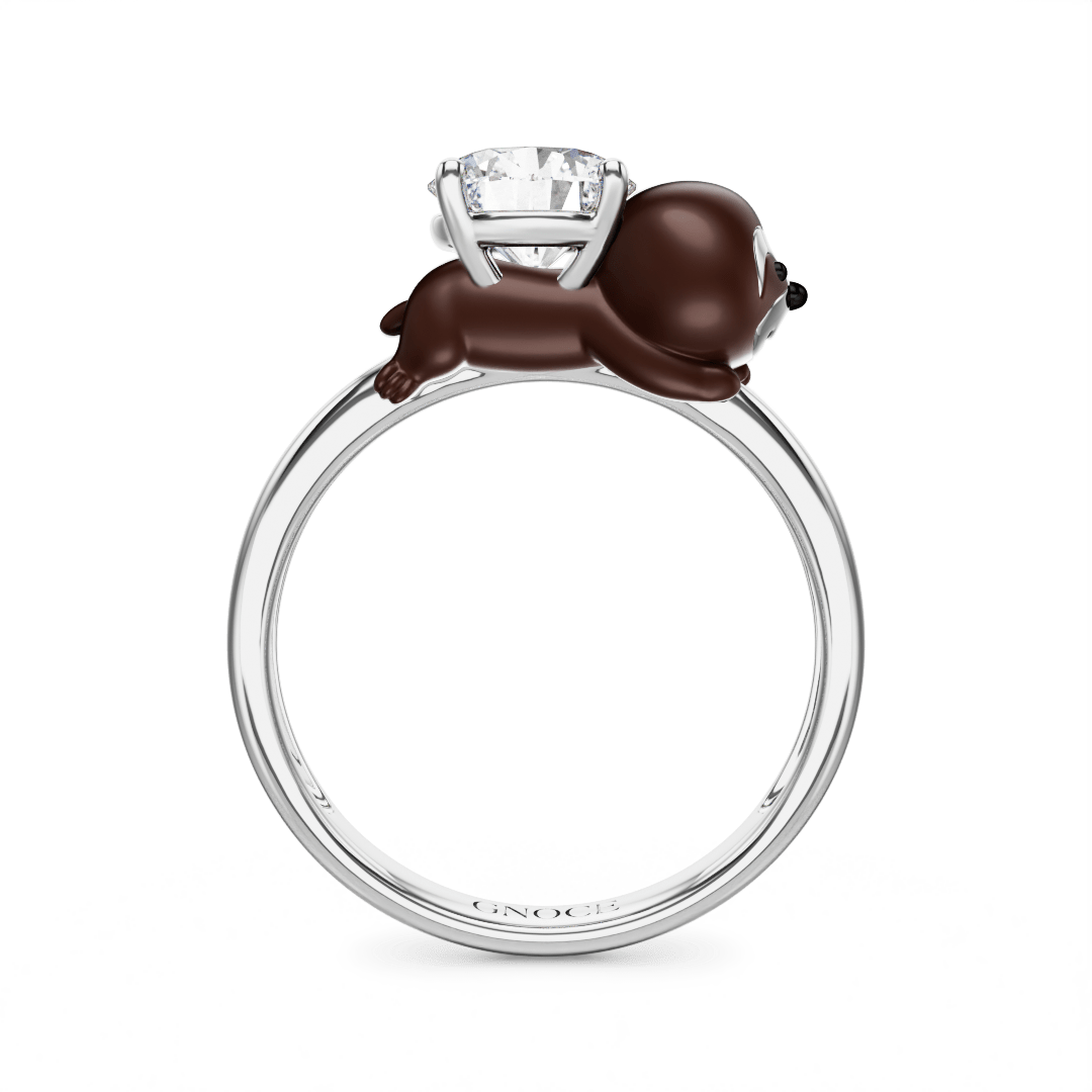 Gnoce Sloth Embraces Moissanite Round Cut Ring_5