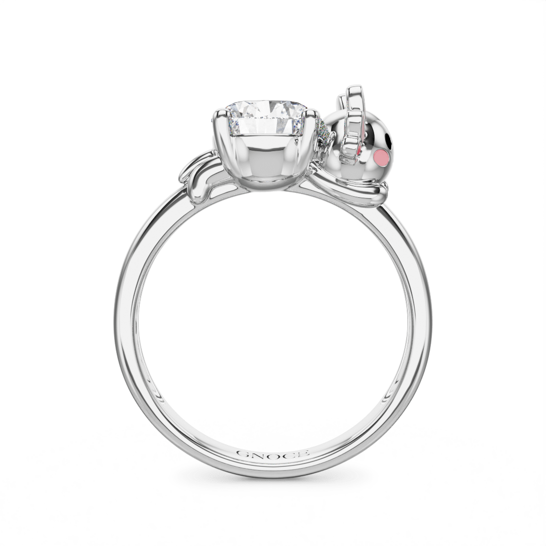 Gnoce Mexican Axolotl Embraces Moissanite Round Cut Ring_5