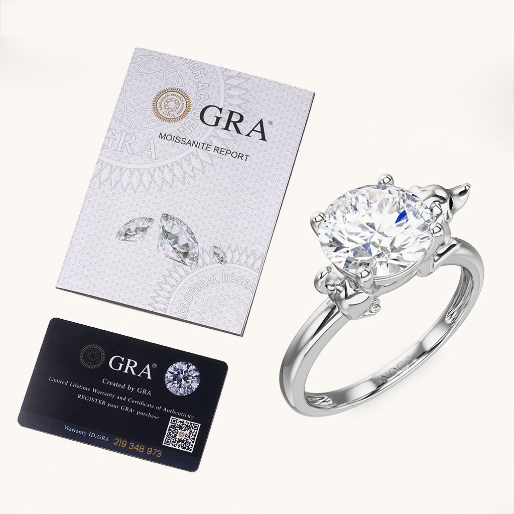 Gnoce Wiener dog Embraces Moissanite Round Cut Ring_6