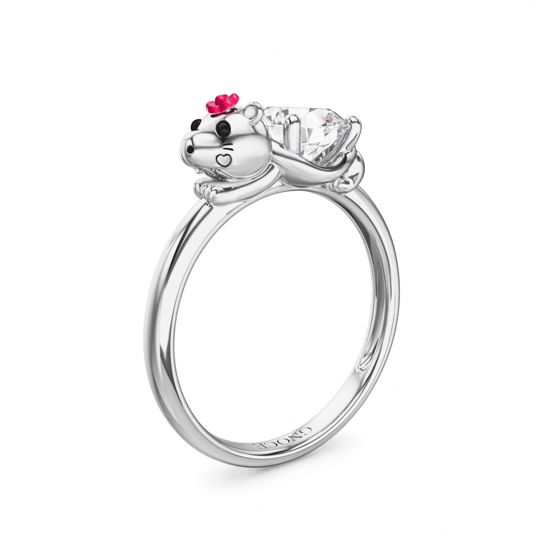 Gnoce Chillest Capybara Embraces Moissanite Round Cut Ring_1