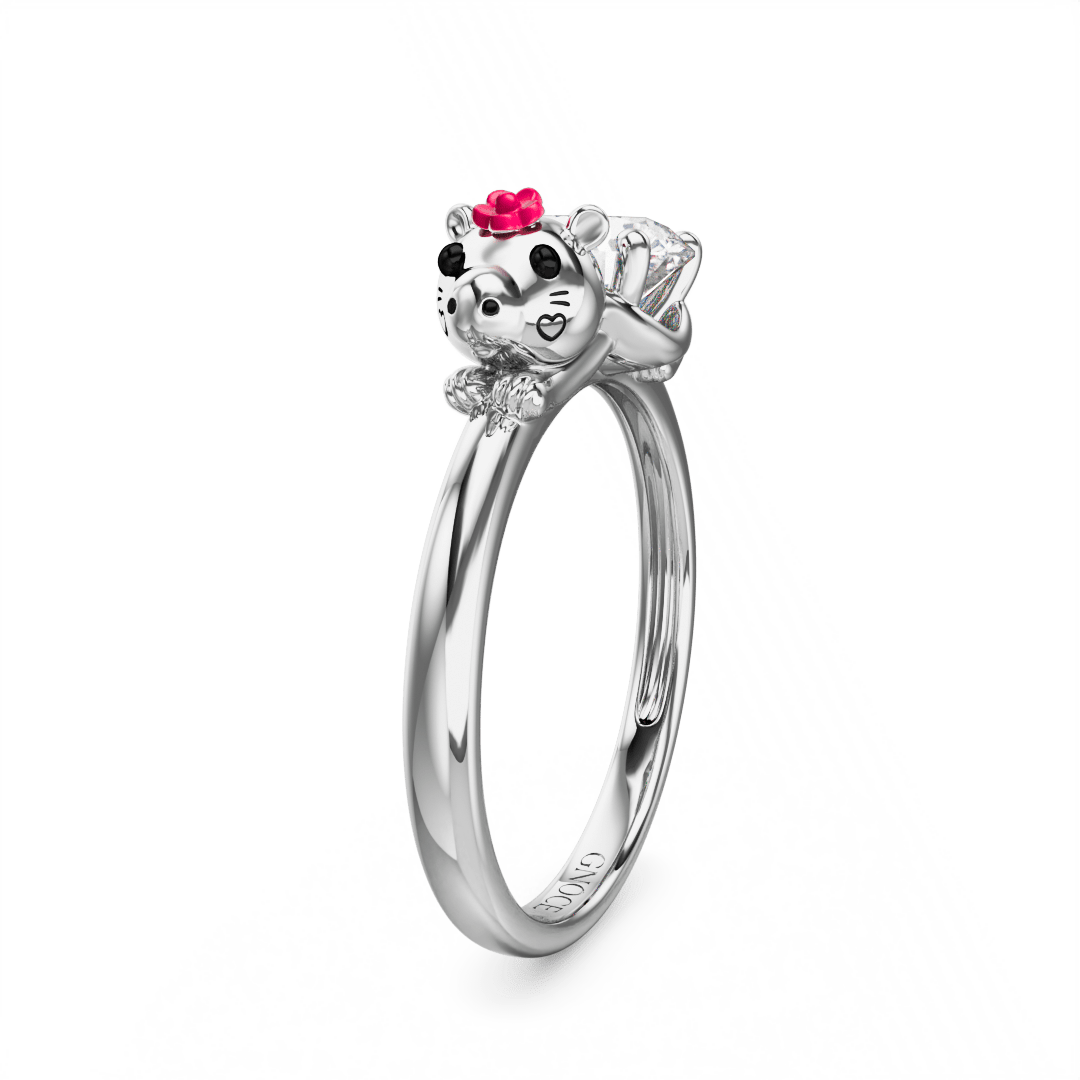 Gnoce Chillest Capybara Embraces Moissanite Round Cut Ring_4