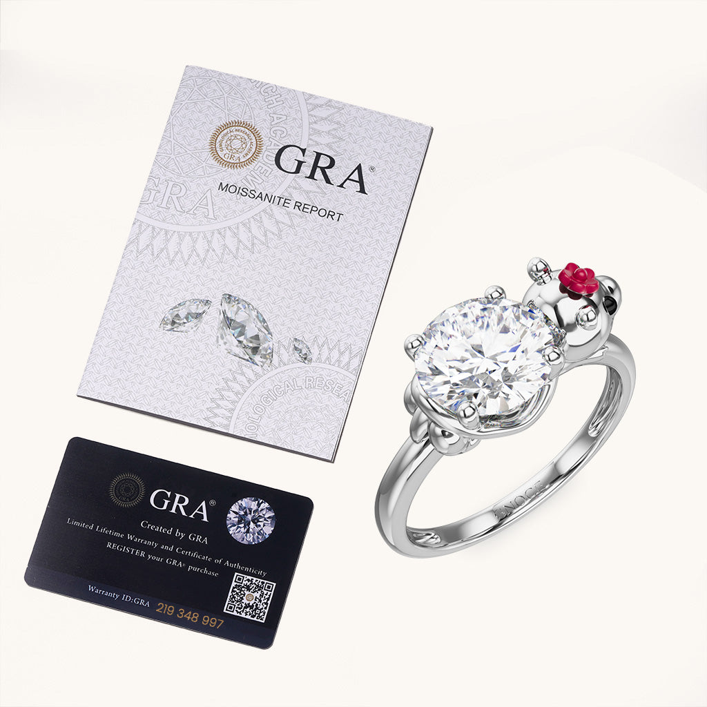 Gnoce Chillest Capybara Embraces Moissanite Round Cut Ring_6