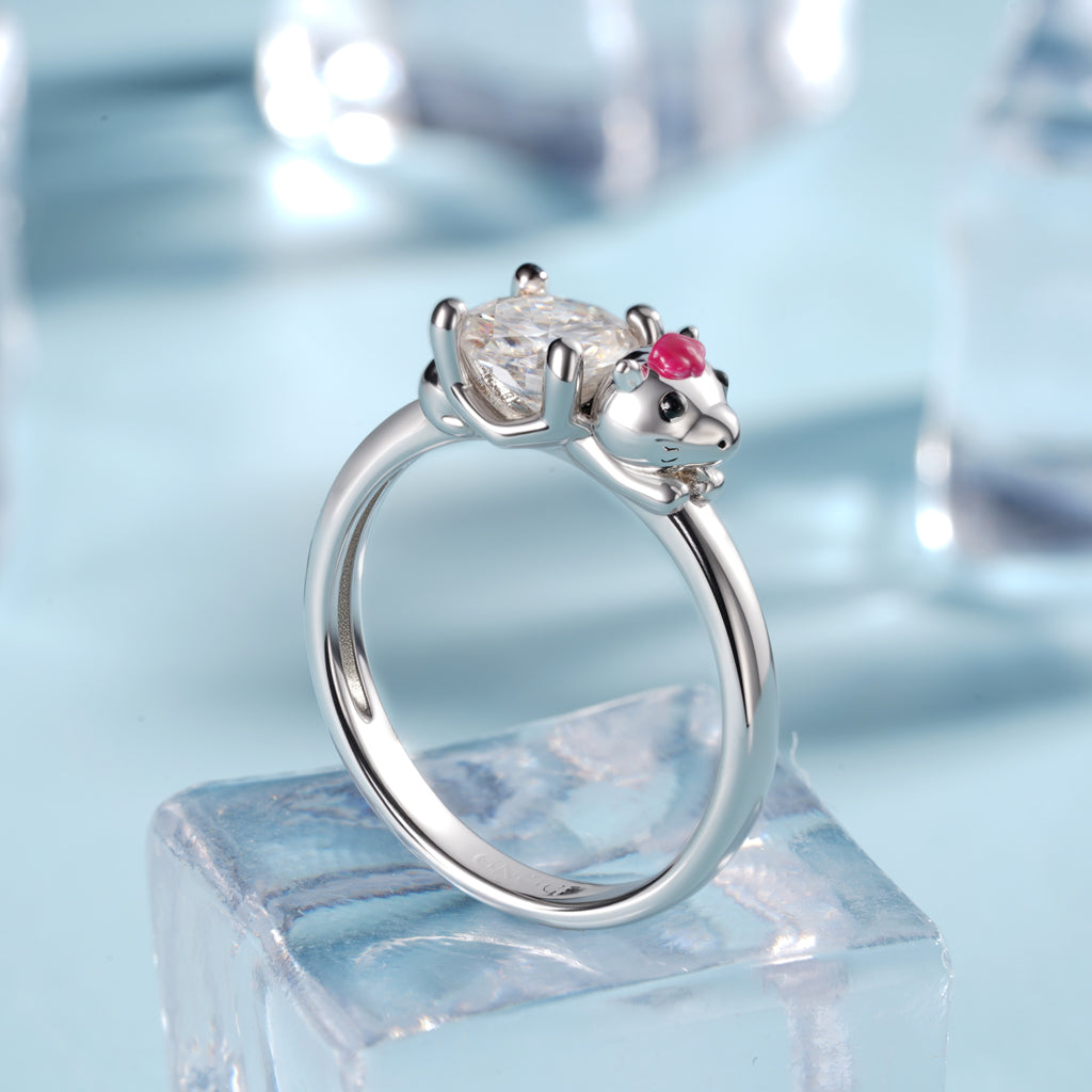 Gnoce Chillest Capybara Embraces Moissanite Round Cut Ring_7