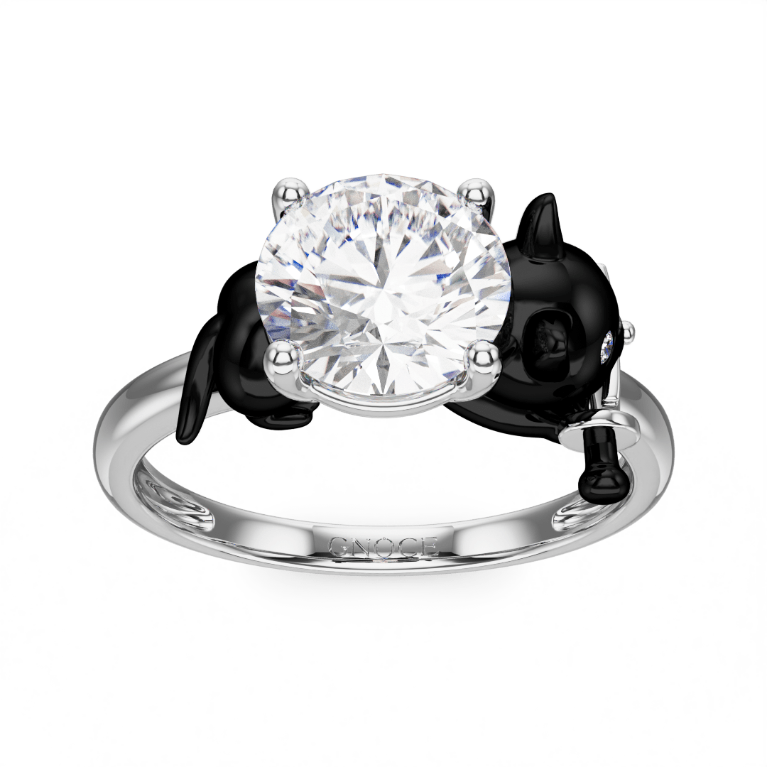 Gnoce Black Cat Embraces Moissanite Round Cut Ring_2