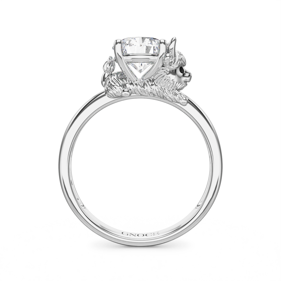 Gnoce Highland Cow Embraces Moissanite Round Cut Ring_5