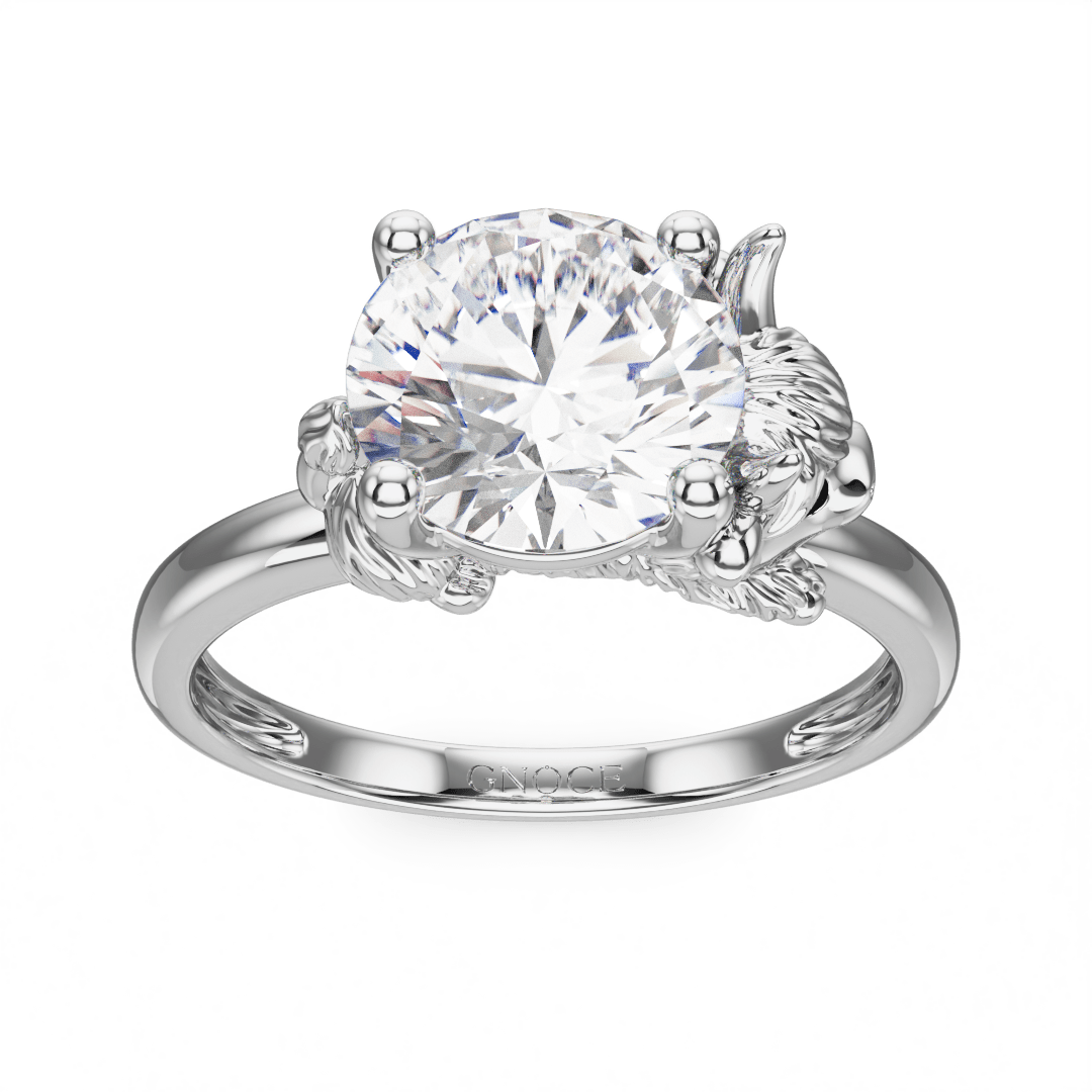 Gnoce Highland Cow Embraces Moissanite Round Cut Ring_2