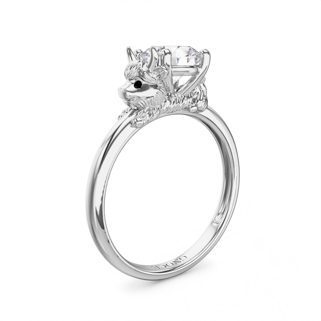 Gnoce Highland Cow Embraces Moissanite Round Cut Ring_1