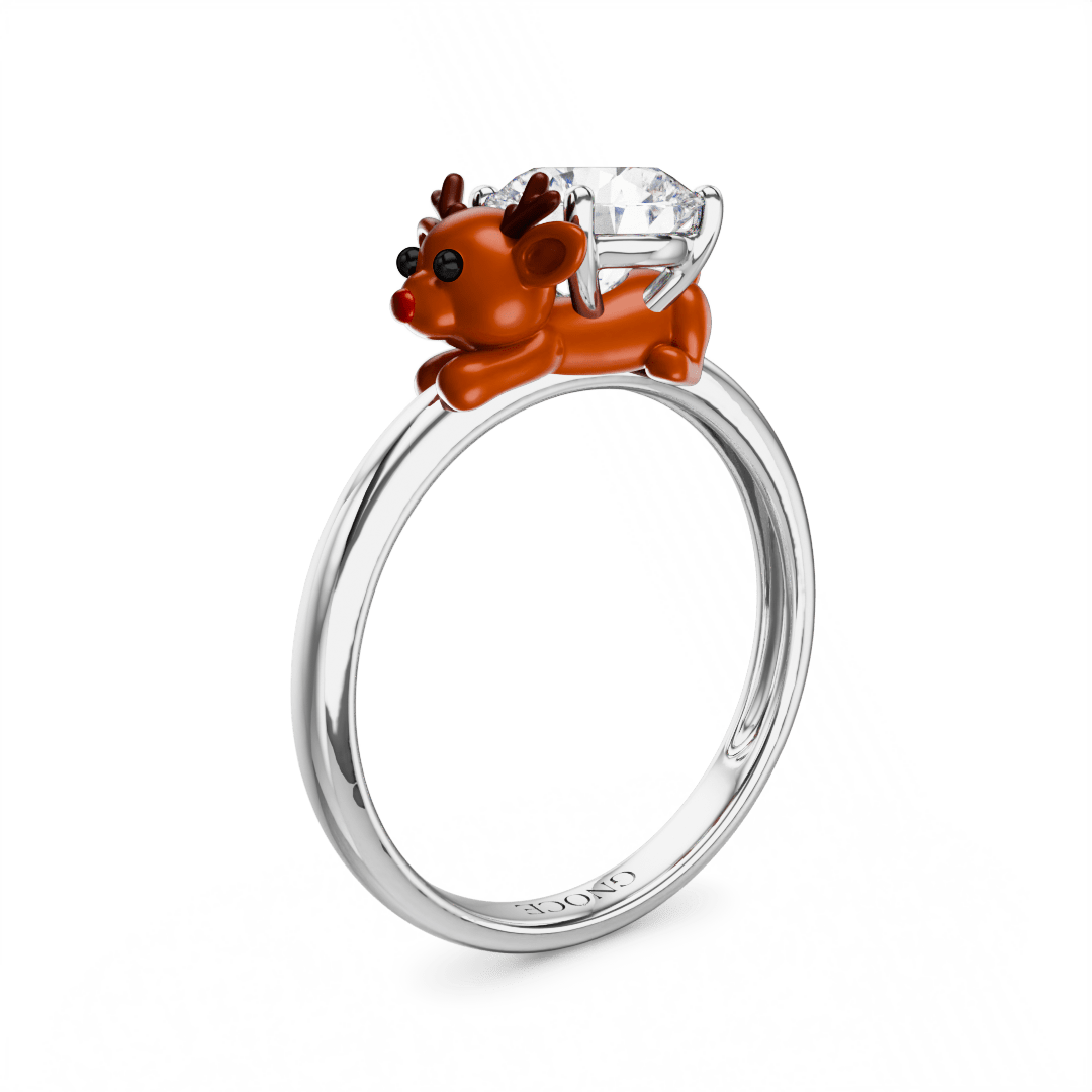 Gnoce Reindeer Embraces Moissanite Round Cut Ring_1