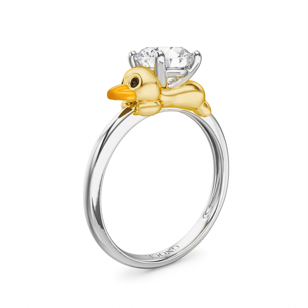 Gnoce Duck Embraces Moissanite Round Cut Ring_1