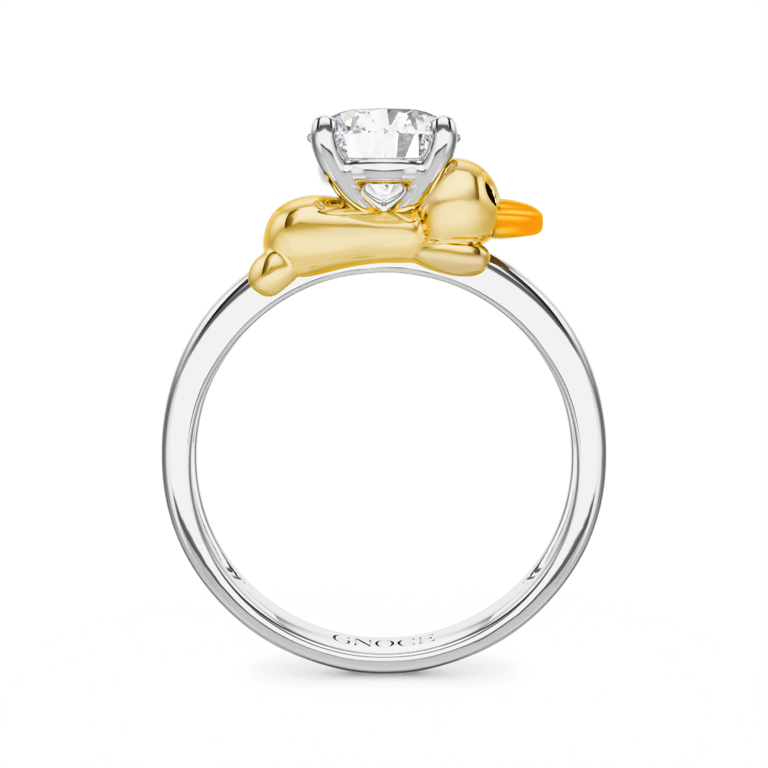 Gnoce Duck Embraces Moissanite Round Cut Ring_5