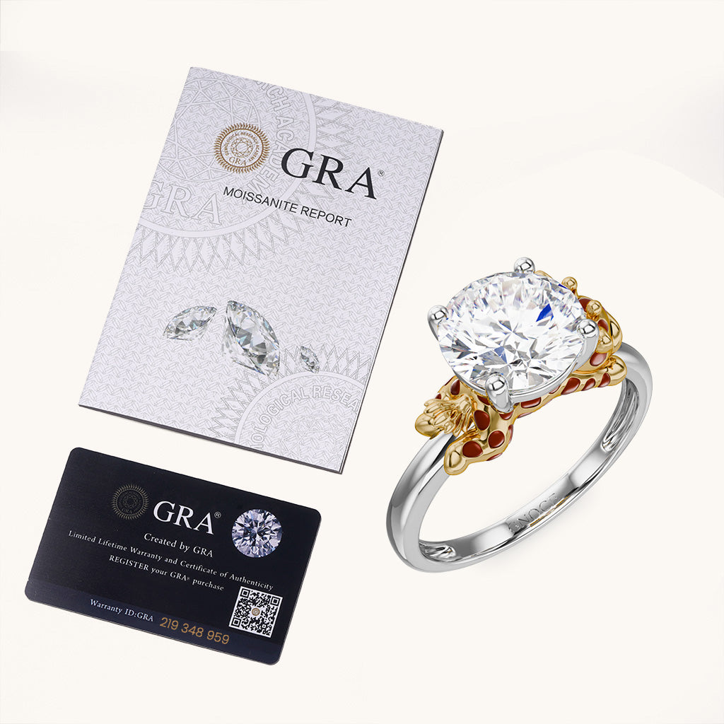 Gnoce Giraffe Embraces Moissanite Round Cut Ring_6