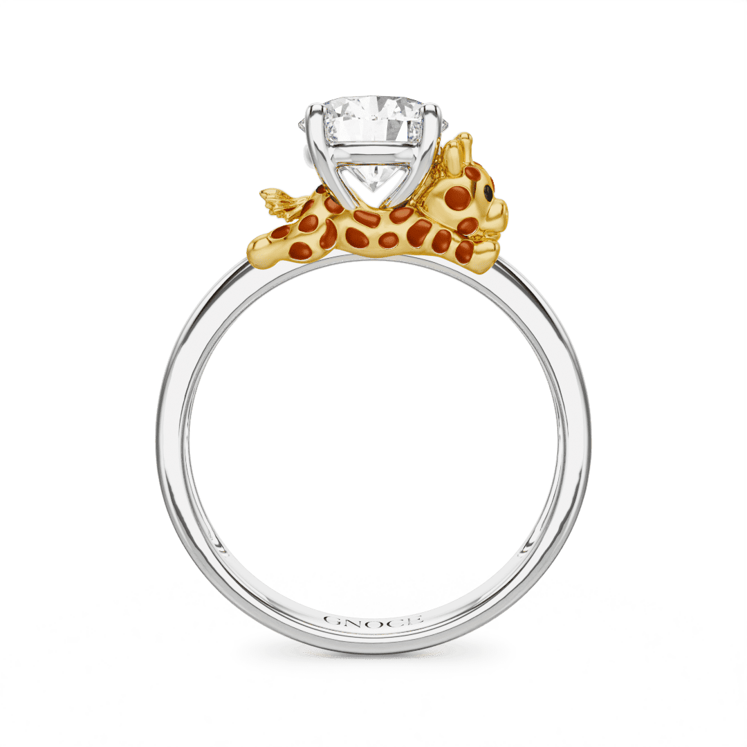 Gnoce Giraffe Embraces Moissanite Round Cut Ring_5