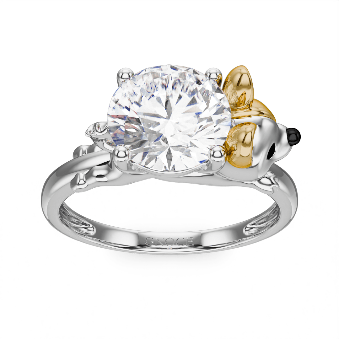 Gnoce Corgi Dog mbraces Moissanite Round Cut Ring_2