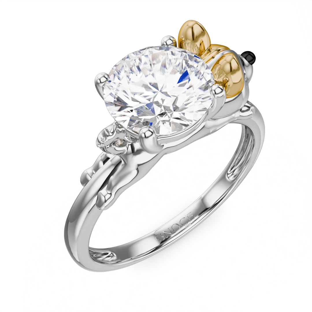 Gnoce Corgi Dog mbraces Moissanite Round Cut Ring_3