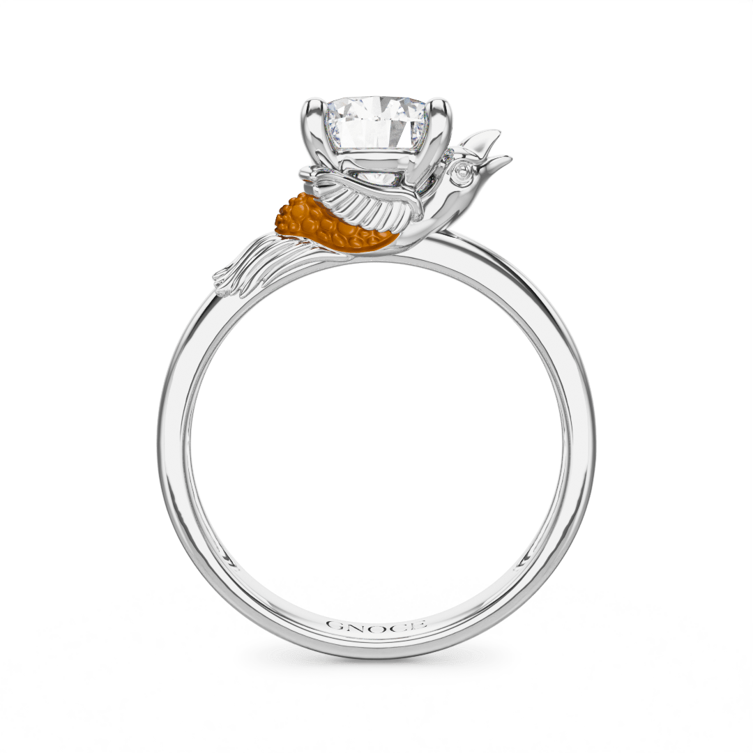 Gnoce Hummingbird Embraces Moissanite Round Cut Ring_5