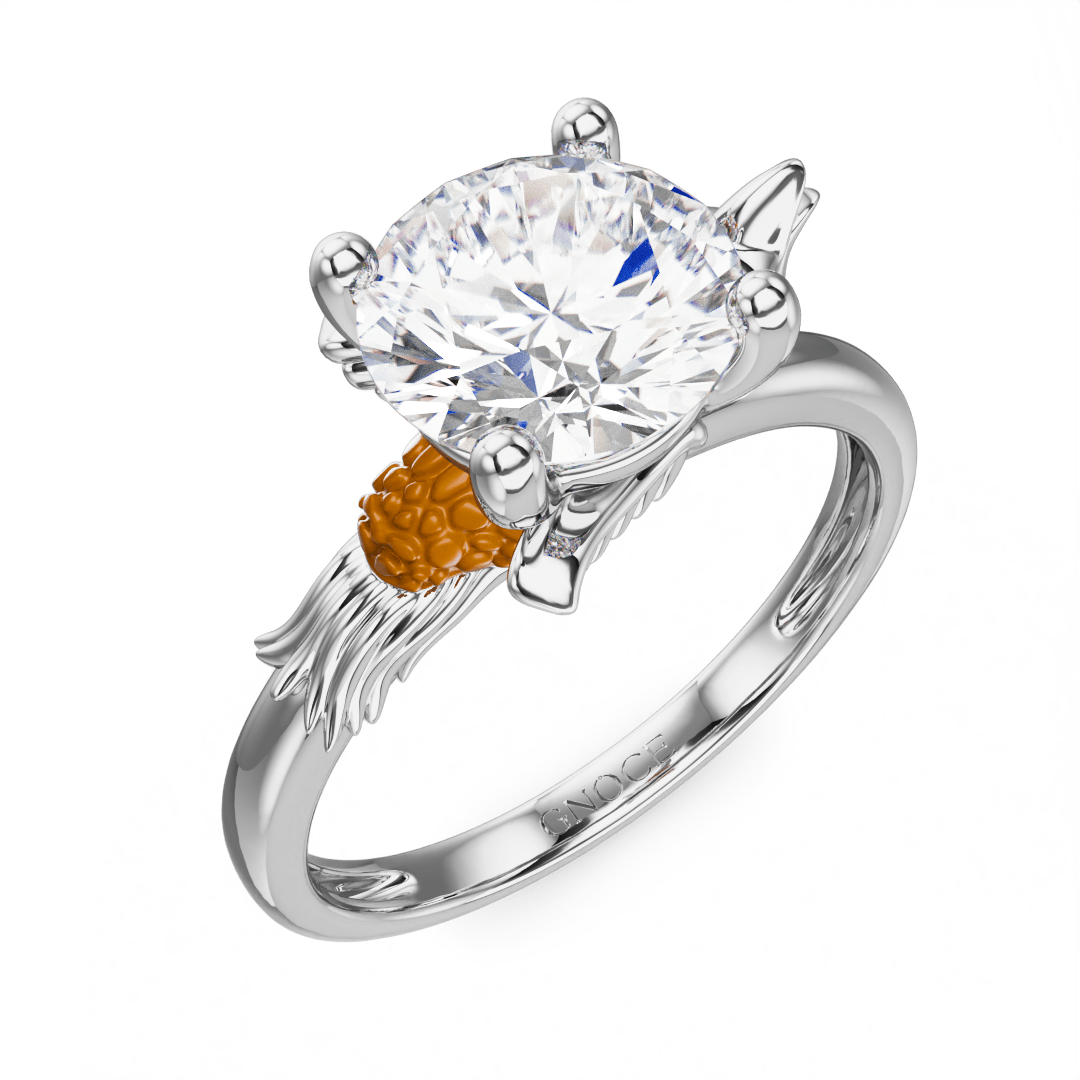 Gnoce Hummingbird Embraces Moissanite Round Cut Ring_3