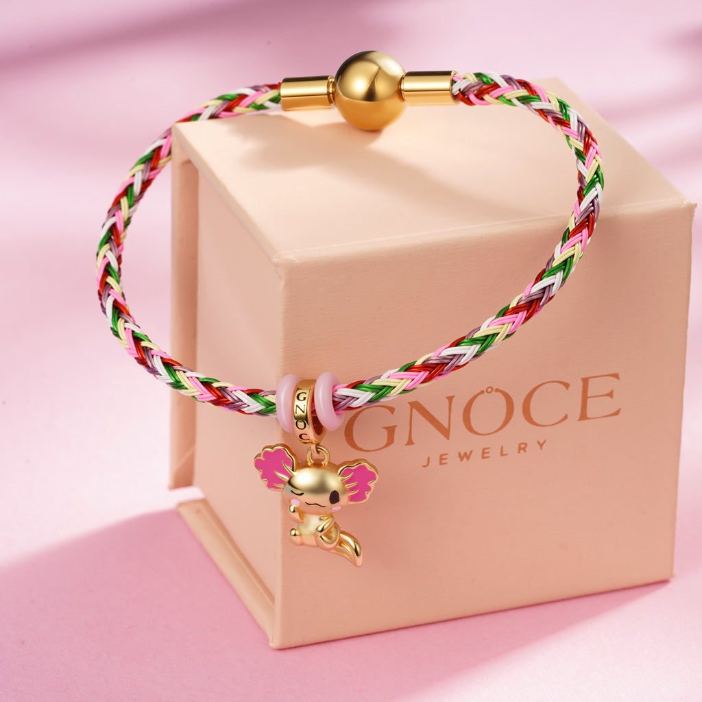 Gnoce Multicolor Round Snap Basic Bracelet with 2 Pieces of Stoppers_3