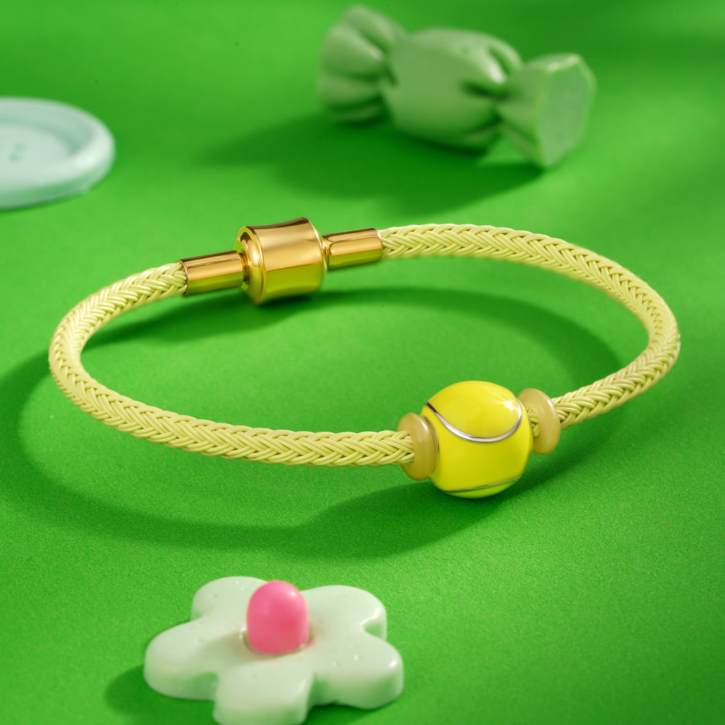 Gnoce Yellow Cylindrical Snap Basic Bracelet with 2 Pieces of Stoppers_3