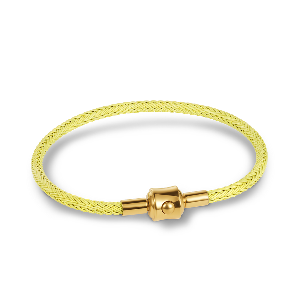 Gnoce Yellow Cylindrical Snap Basic Bracelet with 2 Pieces of Stoppers_1