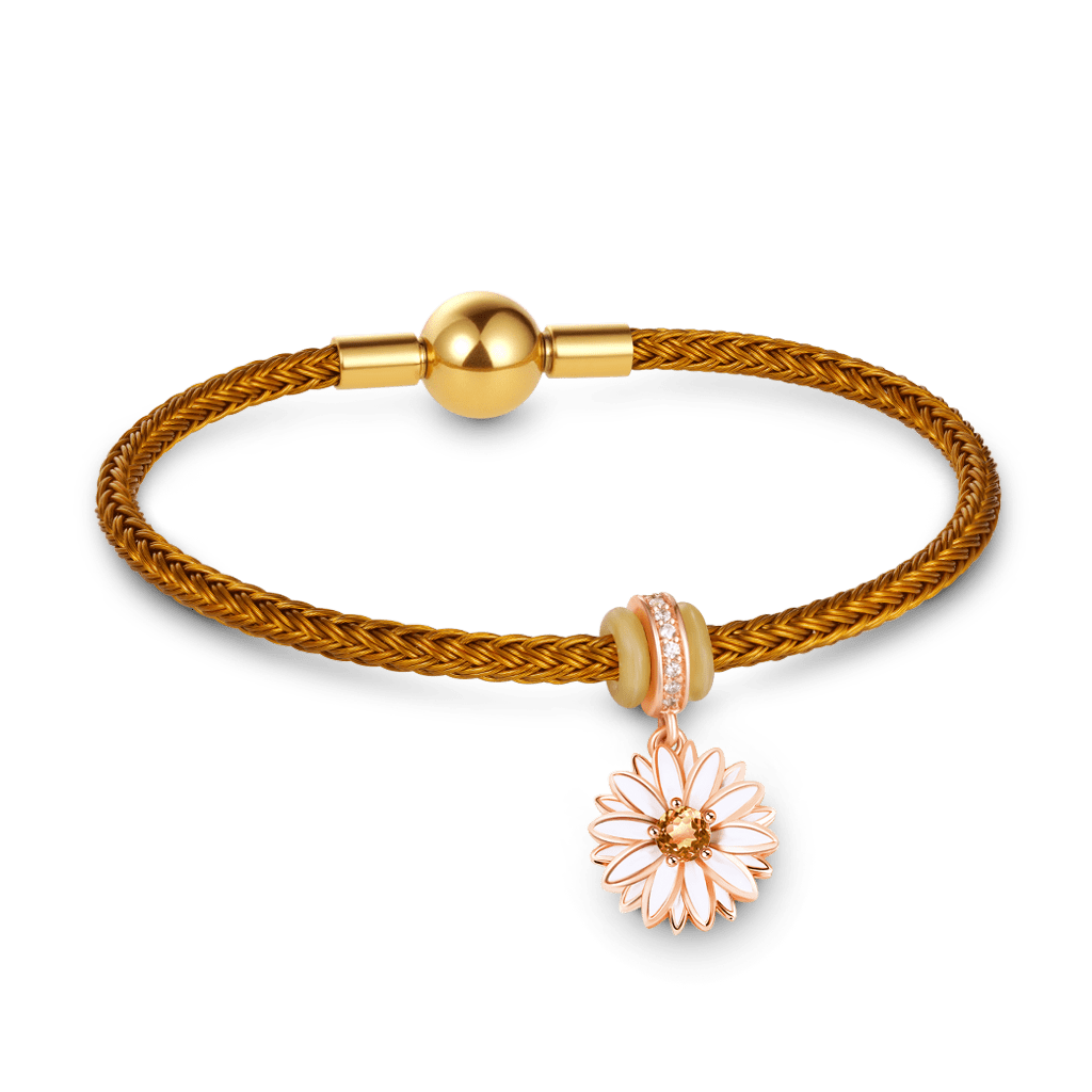 Gnoce Brown Round Snap Basic Bracelet with 2 Pieces of Stoppers_2