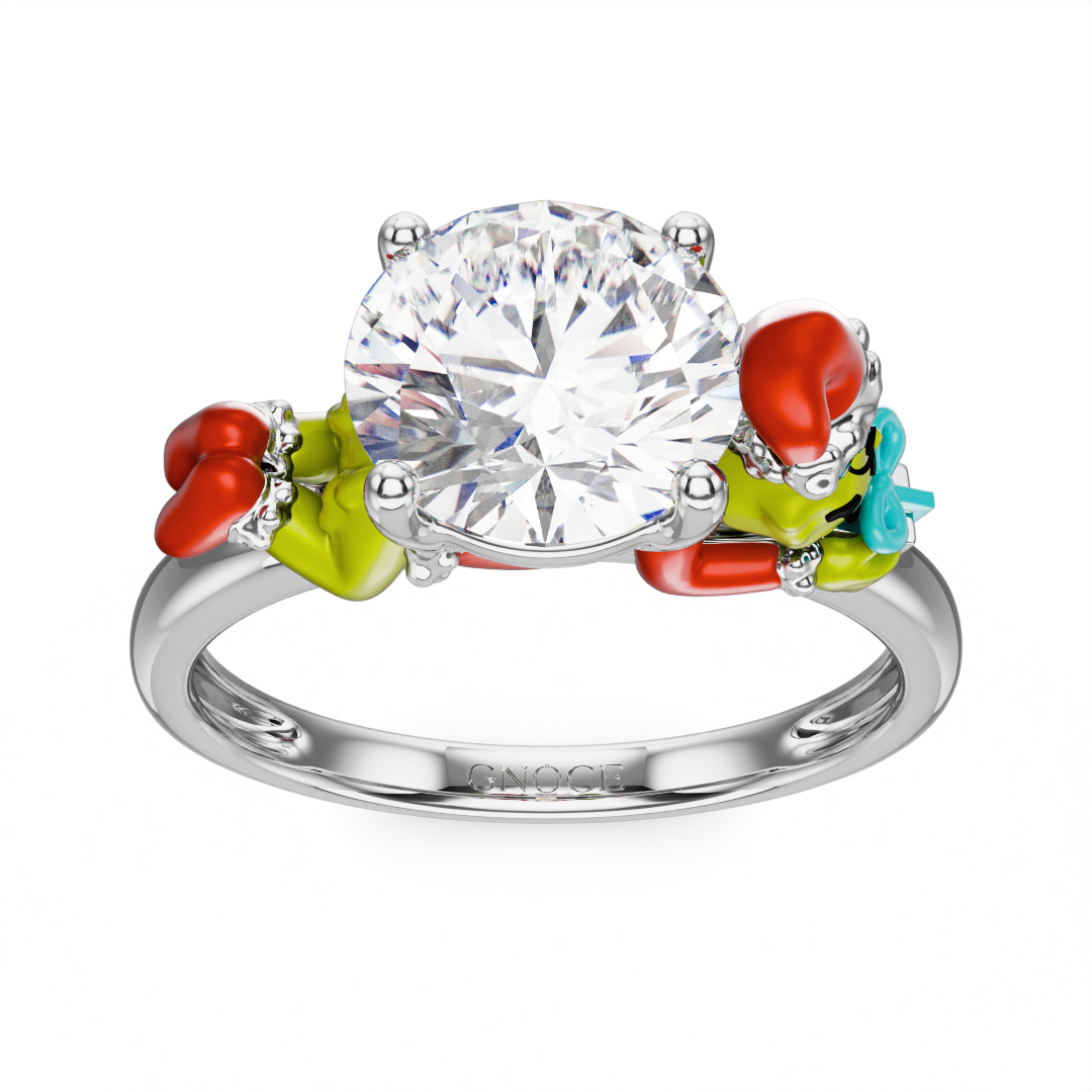 Gnoce Grinch Hug Gift White Moissanite Ring_2