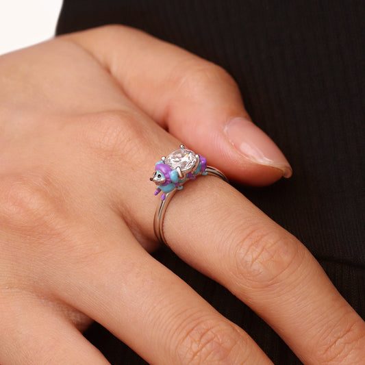 Gnoce Poppy Playtime PJ Pug-a-Pillar Embraces Moissanite Round Cut Ring_4