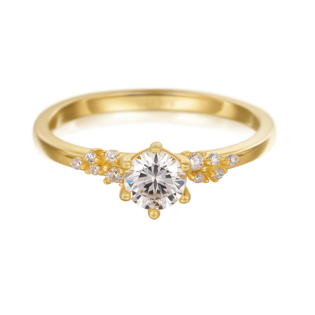 Gnoce 14K/10K Solid Gold Round Cut Moissanite Engagement Ring_1