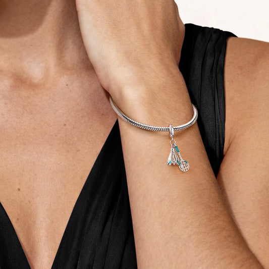 Gnoce Badminton Shuttlecock & Racket Pendant Dangle Charm_2