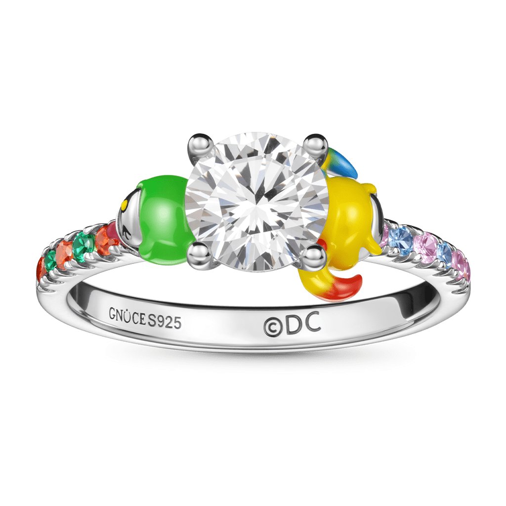 The Suicide Squad Gnoce Harley Quinn & The Joker Embraces Moissanite Round Cut Ring_5
