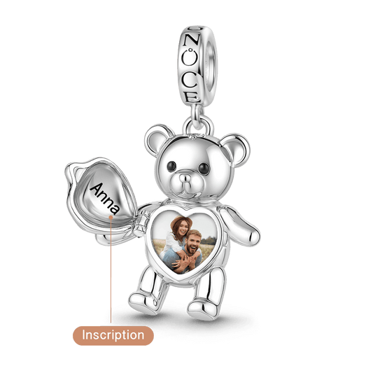 Gnoce Personalize Photo Engravable Bear Pendant Dangle Charm_4