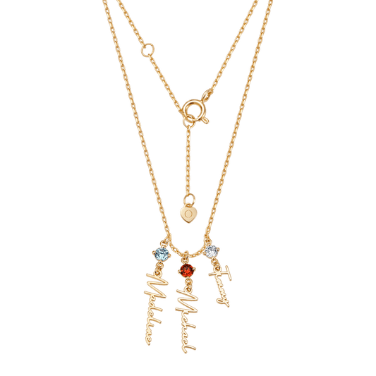 Gnoce Multi-Script Name Birthstone Lariat Necklace_3