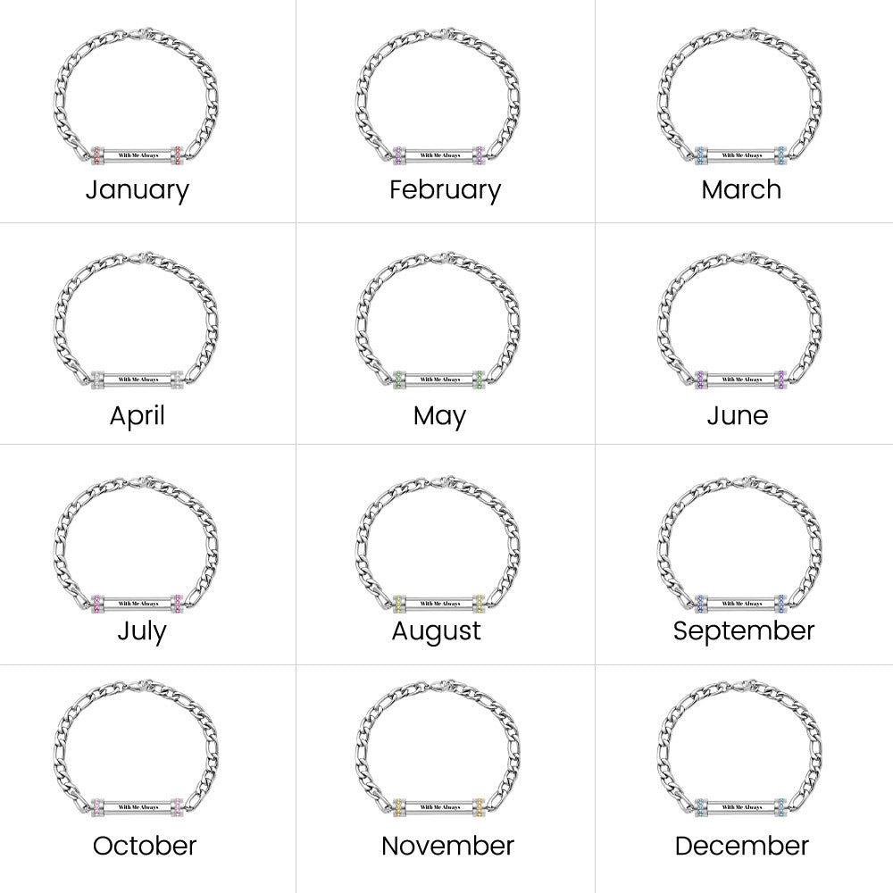 Gnoce Custom Engraved Figaro Chain Bracelet_8