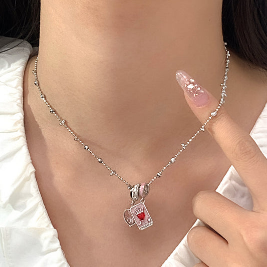 Gnoce Queen Tarot and Heart Charm Pendant Necklace Set_2