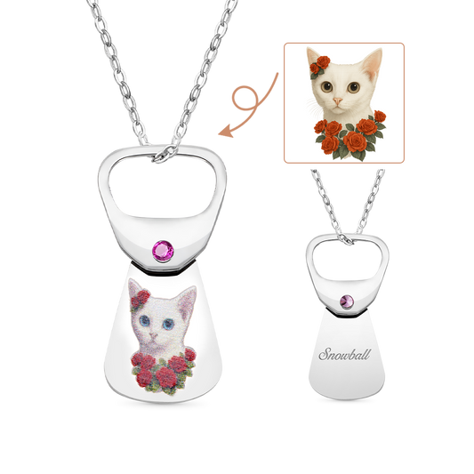 Gnoce Custom Pet Photo Necklace Cans Pendant Gift for Pet Lover_2