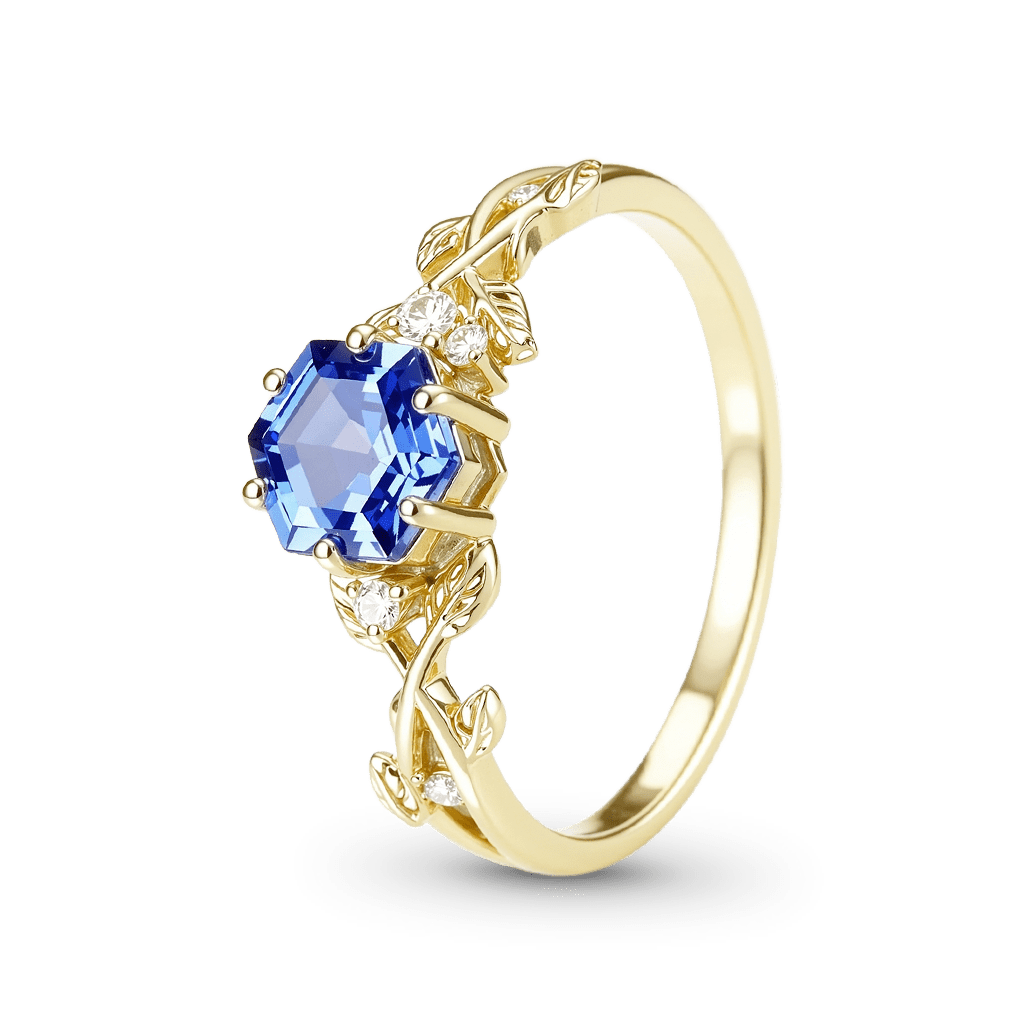 Gnoce Nature-Inspired Vine Hexagon-Cut Engagement Ring_4