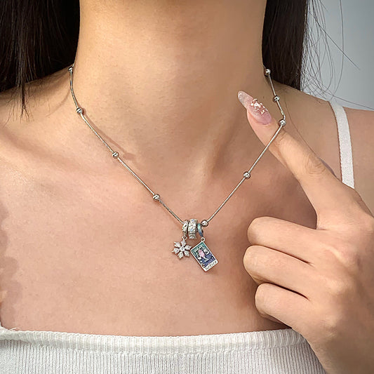 Gnoce Snowflake Stopper and Justice Tarot Pendant Necklace Set_2