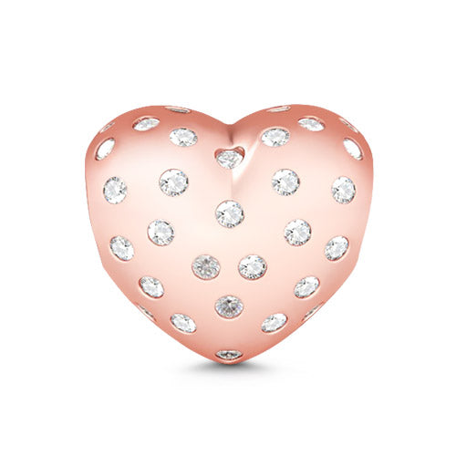 Gnoce "You Are My Only" Crystal Rose Gold Heart Shape Charm Sterling Silver- Fir for bracelet & Necklace_1