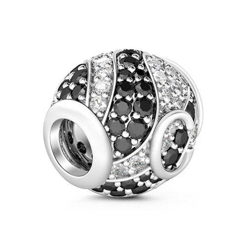 Gnoce “Letter C with Special Meaning for Special Person ”Made of 925 Sterling Silver Black & Clear CZ Letter C Charm_2