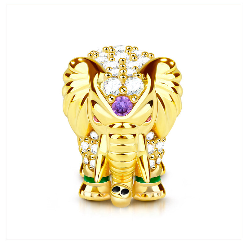 Gnoce "Lucky Elephant" Thai Elephant Charm 18k Gold Plated with Cz Sterling Silver_1