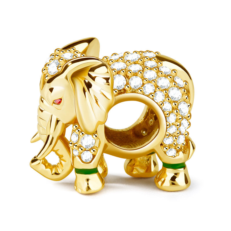 Gnoce "Lucky Elephant" Thai Elephant Charm 18k Gold Plated with Cz Sterling Silver_2
